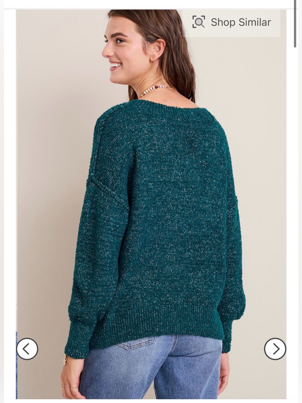 Francesca’s Cozy Teal V-Neck Women’s Sweater - Picture 3 of 10